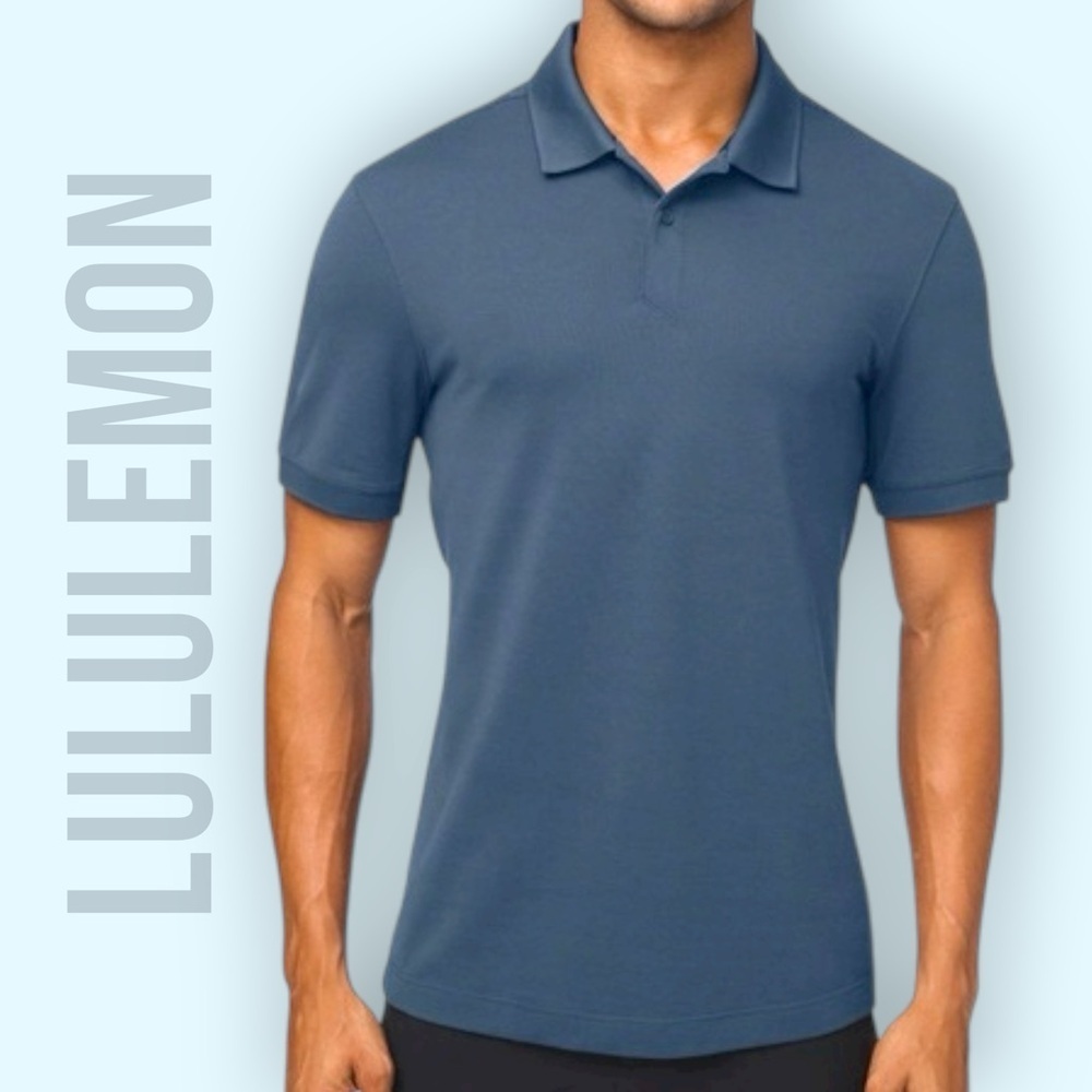 Lululemon Men’s Tech Pique Polo Shirt Medium Blue Live In Practice Performance - Picture 1 of 11